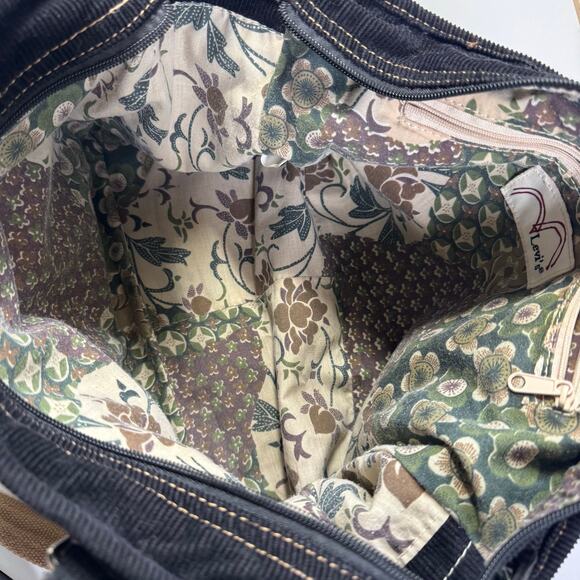 Vintage Rare Y2K Levi's Black Corduroy Shoulder Bag Retro Casual Boho Goth - Picture 11 of 11